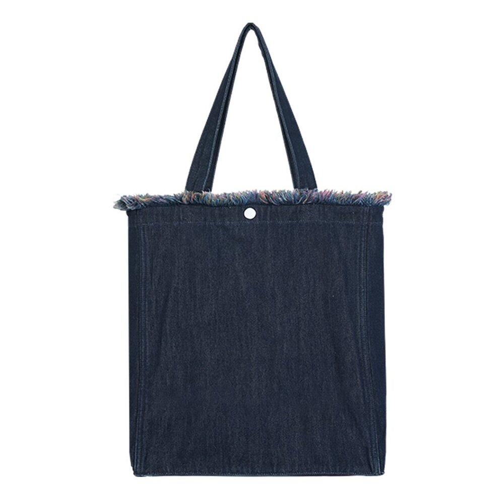 Brand New with Tag- Forest-Inspired Red Fringe Denim Tote Bag for Women